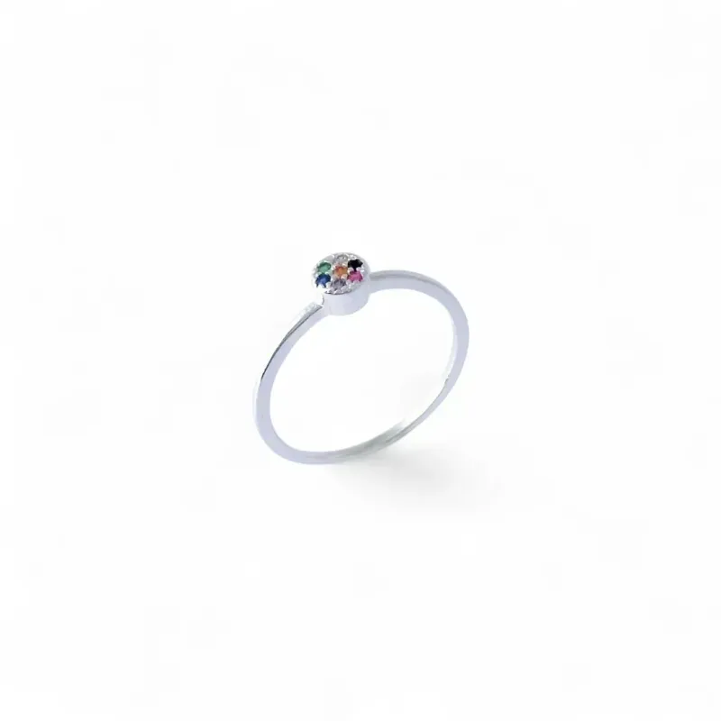 Anel Chuveirinho Prata 925 Color Zircônia