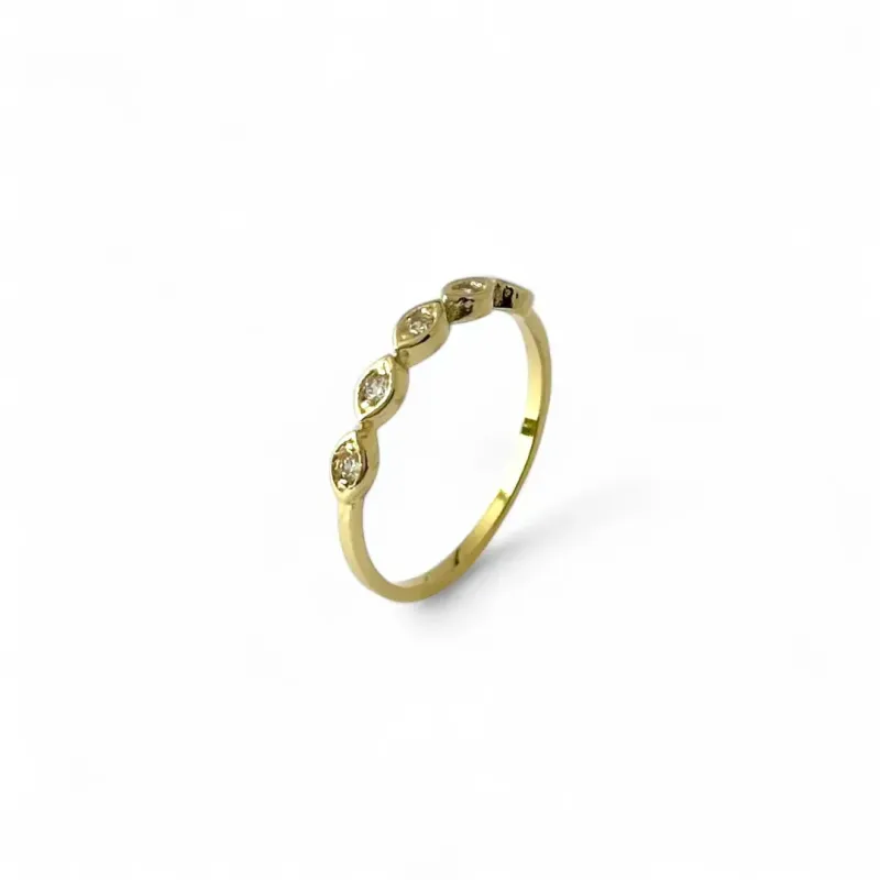 Anel Gominhos Banhado a Ouro 18k Zircônia