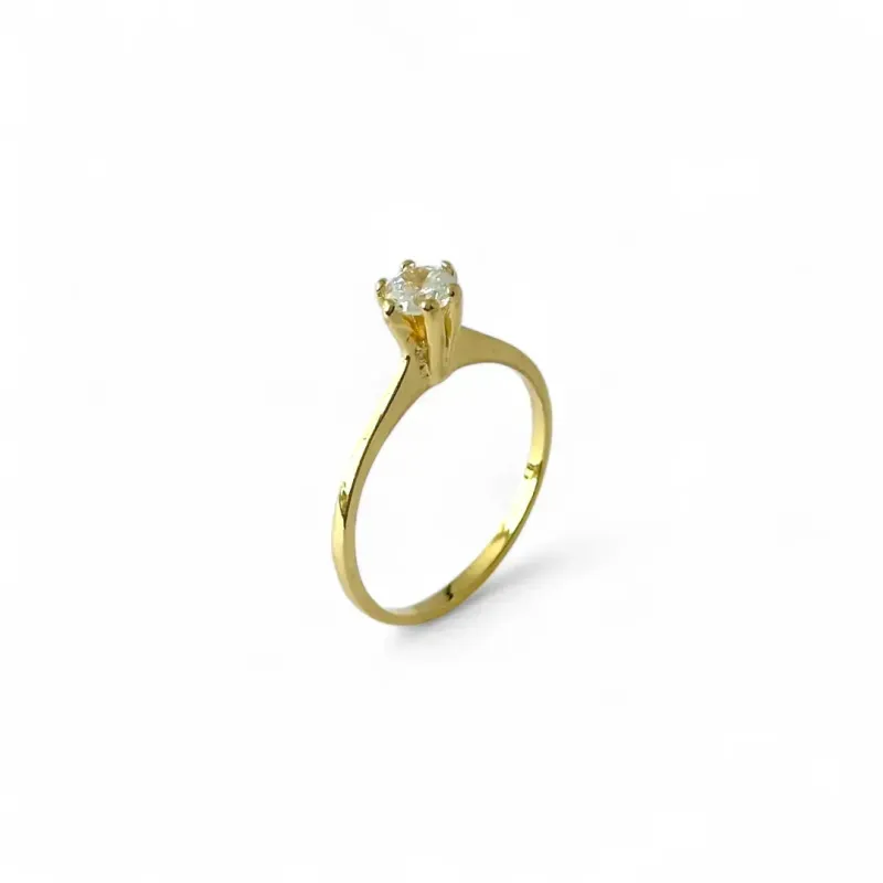Anel Solitário Banhado a Ouro 18K