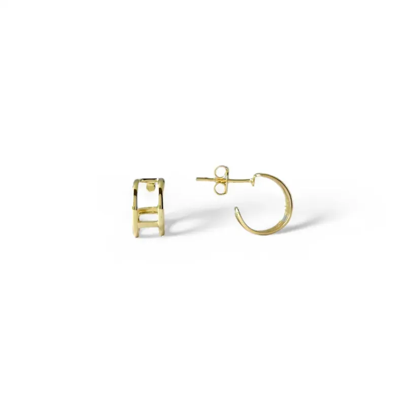 Brinco Argola Aberta Banhado a Ouro 18k 2 Linhas