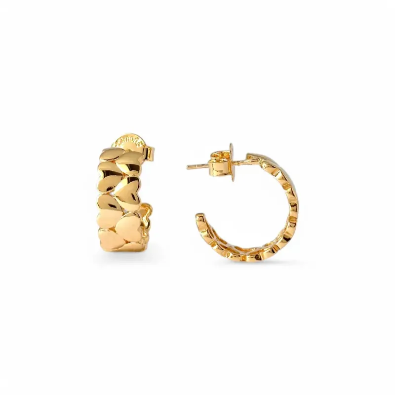 Brinco Argola Aberta Coração Liso Banhada a Ouro 18k