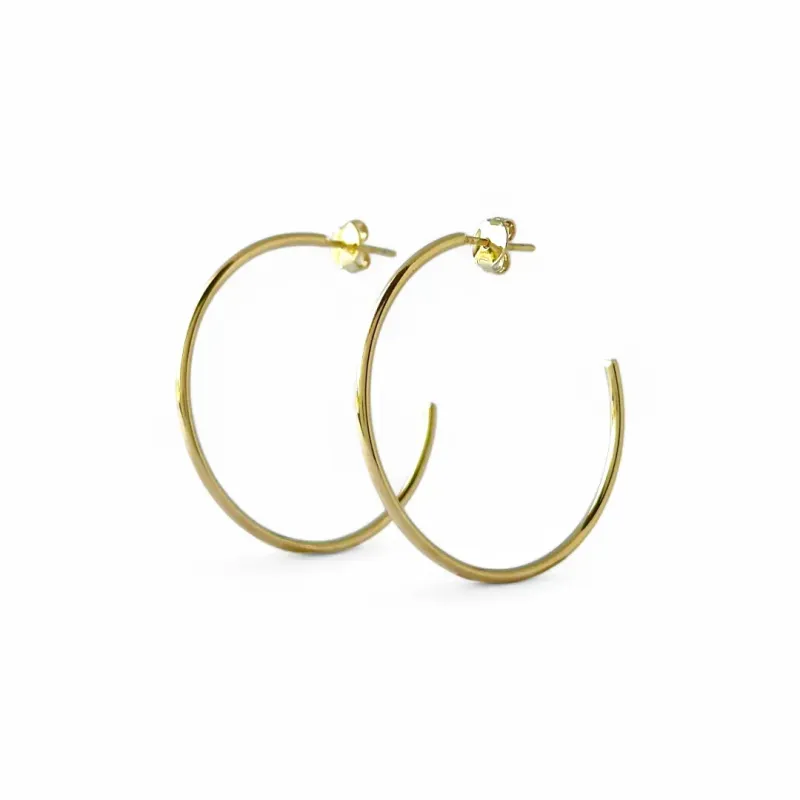 Brinco Argola Aberta Lisa Banhada a Ouro 18K