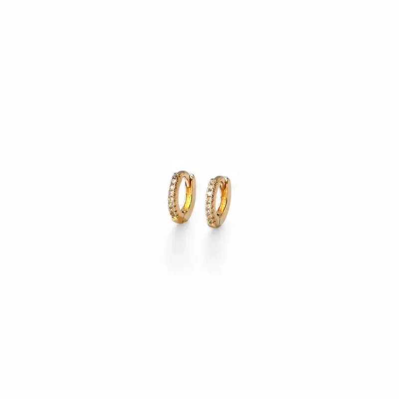Brinco Argola Banhado a Ouro 18k Uma Linha Micro Zircônia