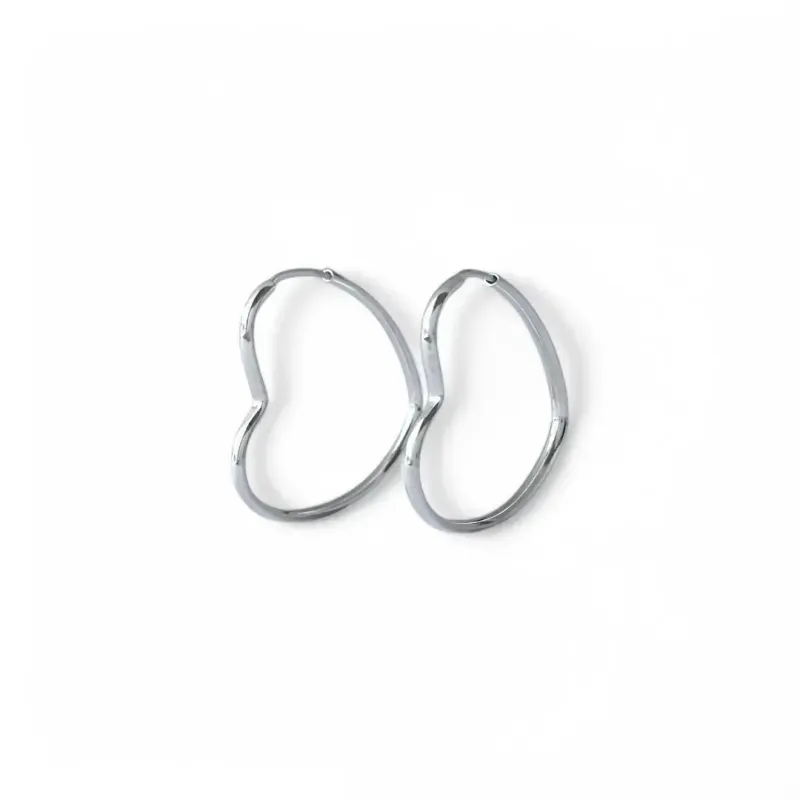 Brinco Argola Coração Prata 925 Vazado - 2,5cm