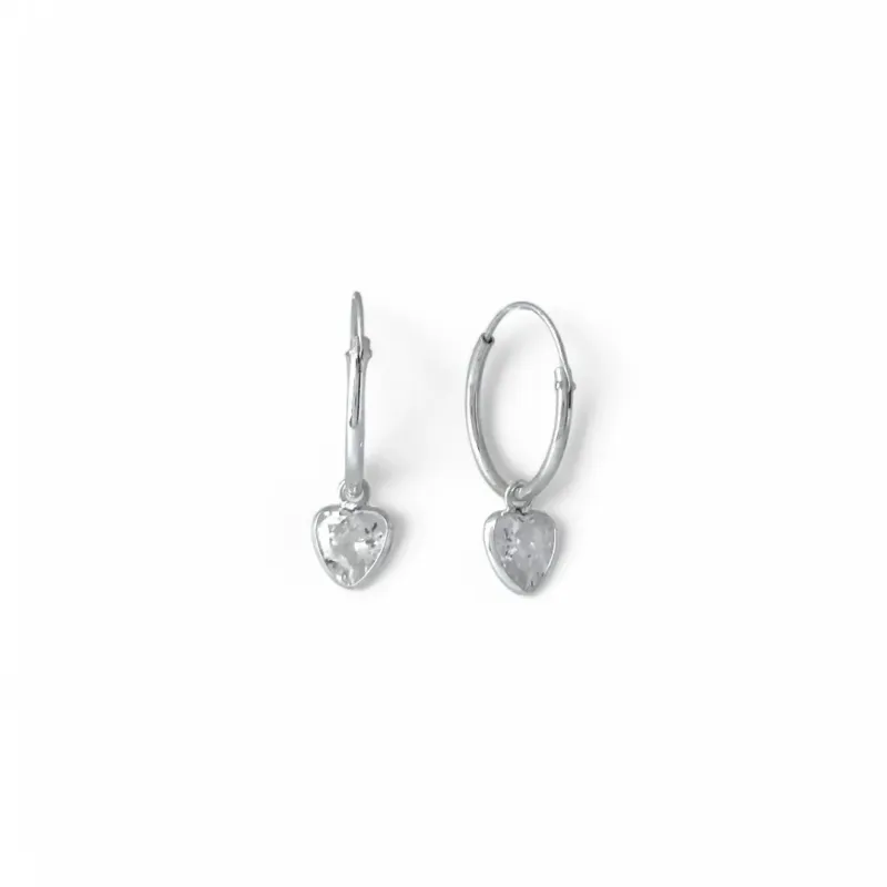 Brinco Argola Prata 925 Coração em Zircônia Pendurado - 1,5cm