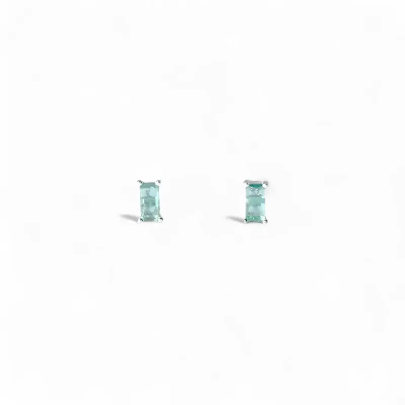 Brinco Azul Tiffany Prata 925 com Zircônia Retangular