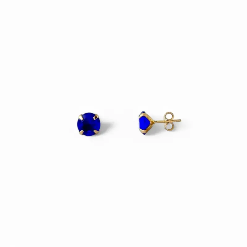 Brinco Banhado a Ouro 18k com Zircônia Azul Royal - 8mm