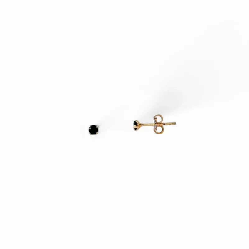 Brinco Banhado a Ouro 18k com Zircônia Preto - 3mm