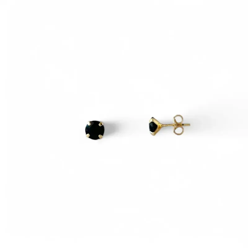 Brinco Banhado a Ouro 18k com Zircônia Preto - 6mm