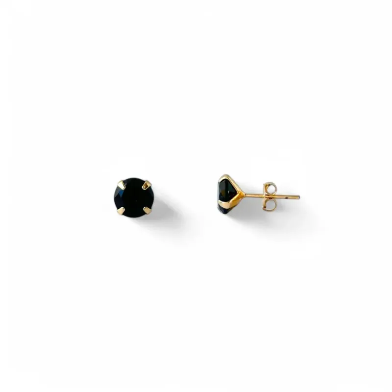 Brinco Banhado a Ouro 18k com Zircônia Preto - 8mm
