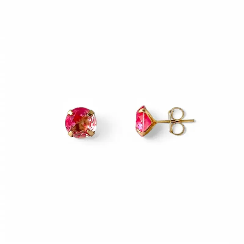Brinco Banhado a Ouro 18k com Zircônia Rosa - 10mm