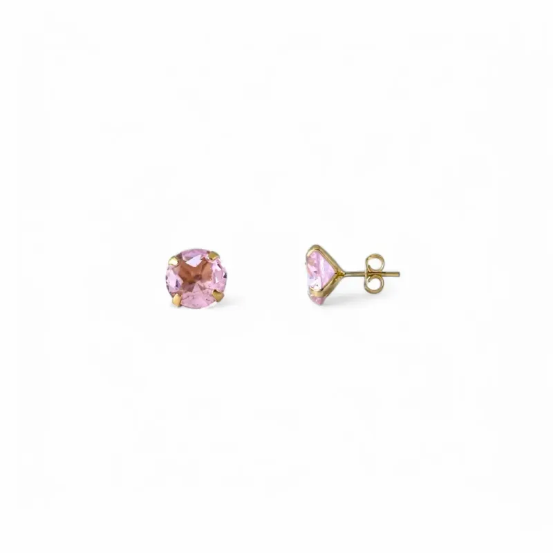Brinco Banhado a Ouro 18k com Zircônia Rosa Claro - 10mm