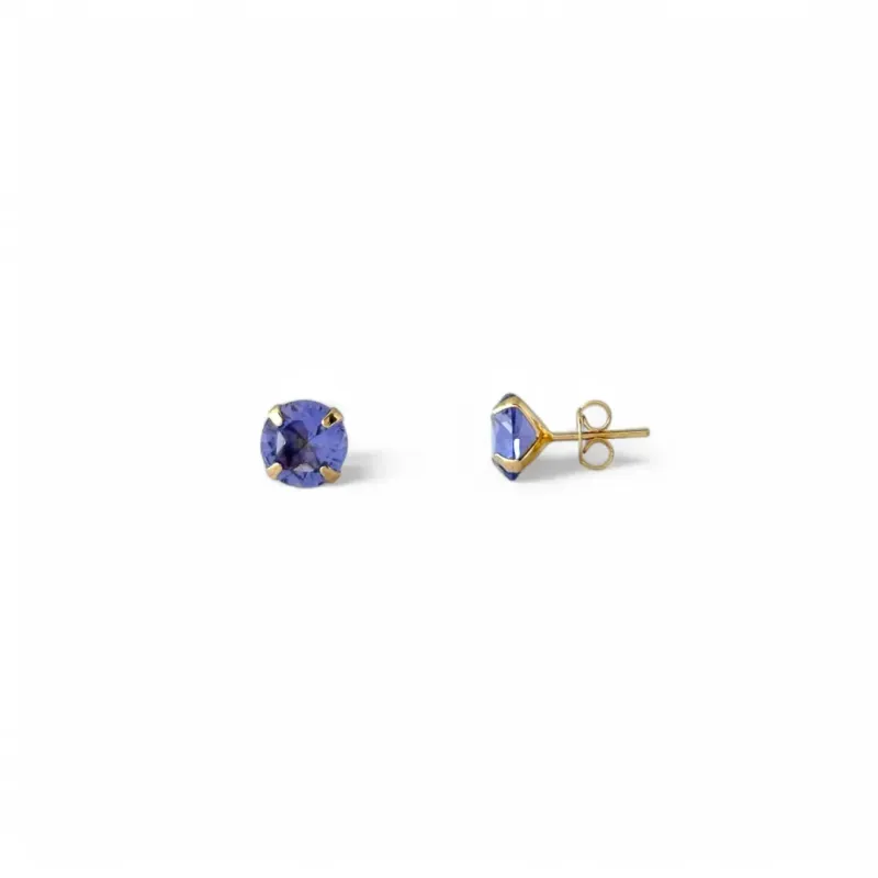 Brinco Banhado a Ouro 18k com Zircônia Roxo - 8mm