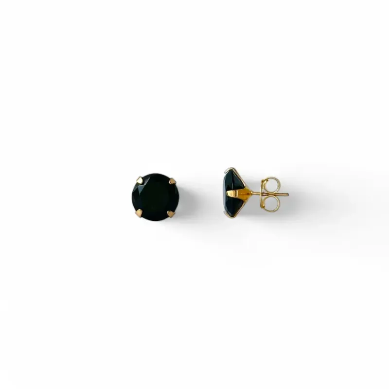 Brinco Banhado a Ouro 18K Zircônia Preto - 12mm