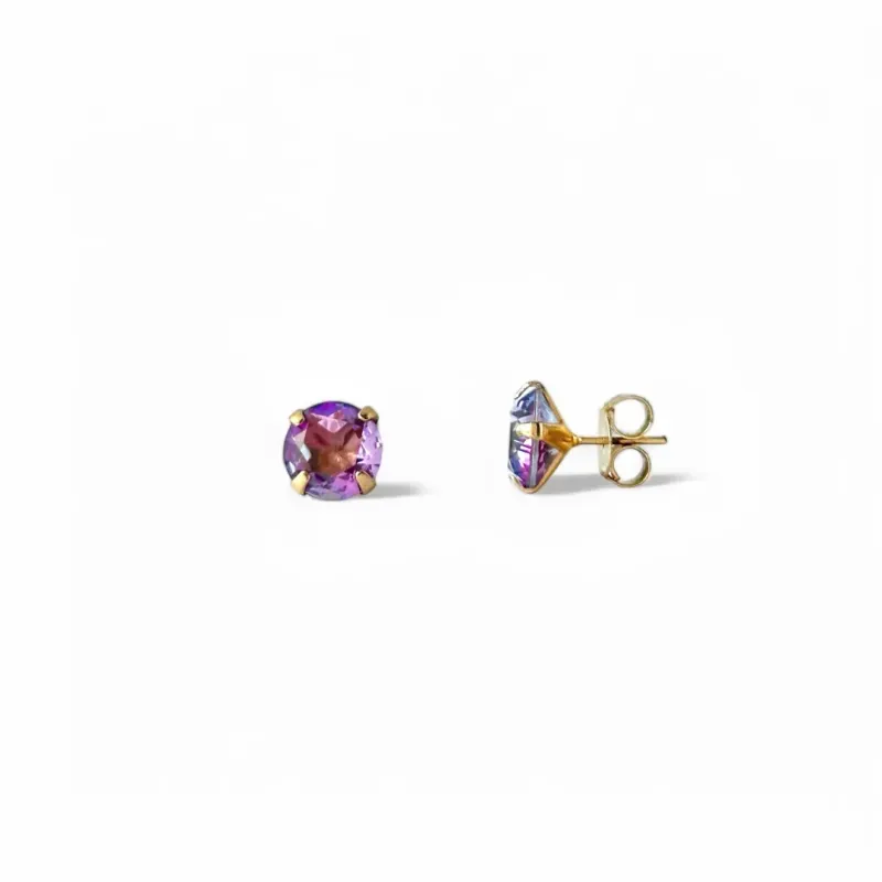 Brinco Banhado a Ouro 18K Zircônia Roxo - 10mm