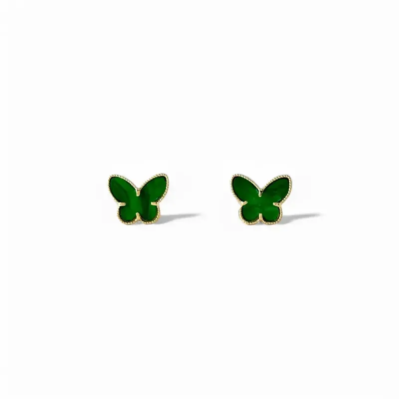 Brinco Borboleta Van Cleef Banhado a Ouro 18k Verde