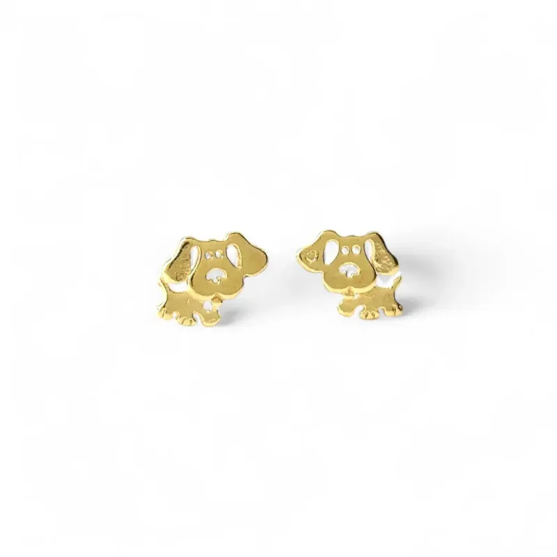 Brinco Cachorro Banhado a Ouro 18K