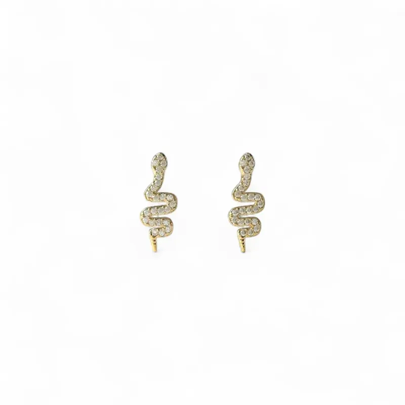 Brinco Cobra Banhado a Ouro 18k com Zircônias