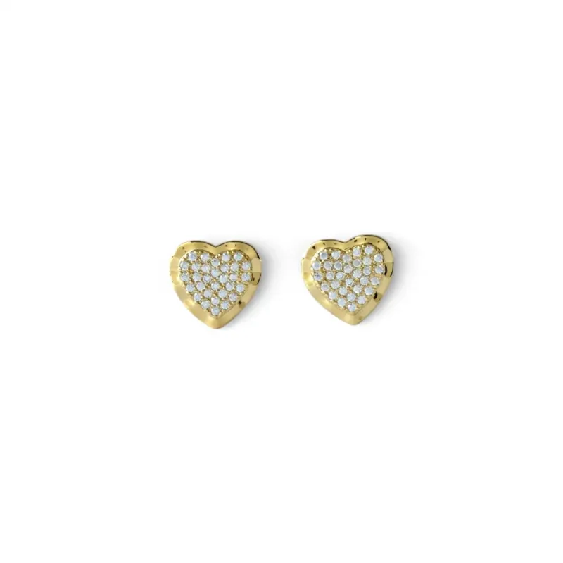 Brinco Coração Banhado a Ouro 18k Cravejado com Zircônias