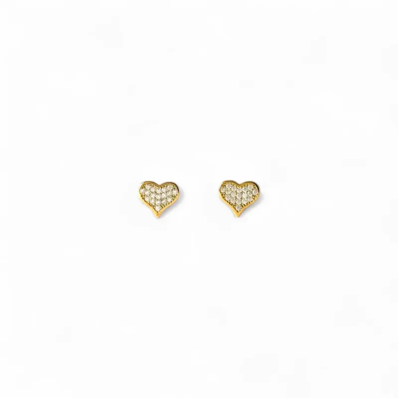 Brinco Coração Banhado a Ouro 18k Cravejado com Zircônias