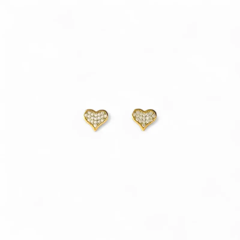 Brinco Coração Banhado a Ouro 18k Cravejado com Zircônias