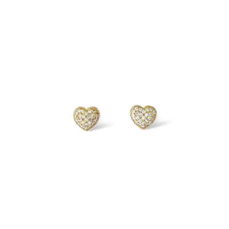 Brinco Coração Zircônia Banhado a Ouro 18k
