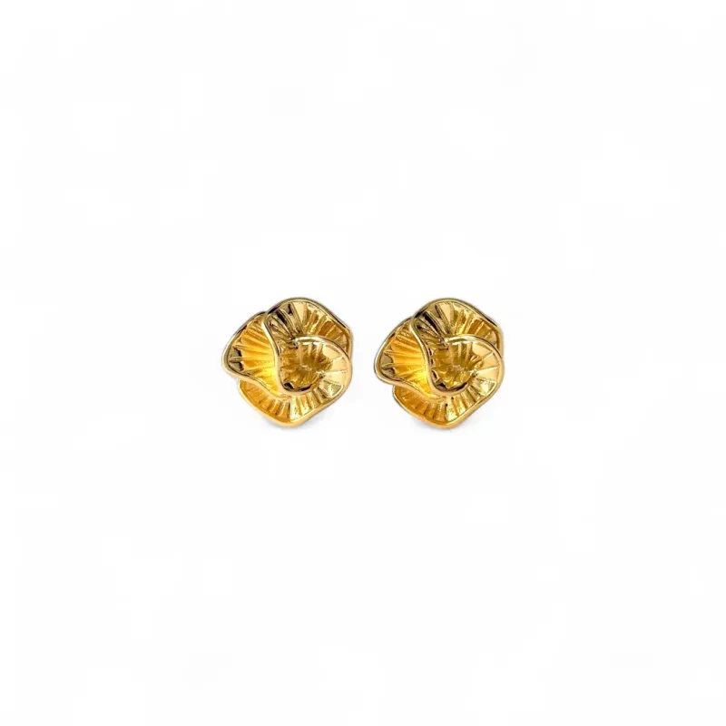 Brinco Flor Rosa Banhado a Ouro 18k Trabalhado