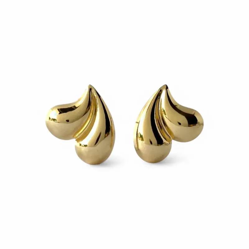 Brinco Gota Dupla Banhado a Ouro 18k