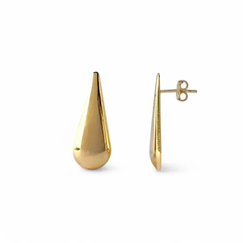 Brinco Gota Lisa Fina Banhado a Ouro 18K