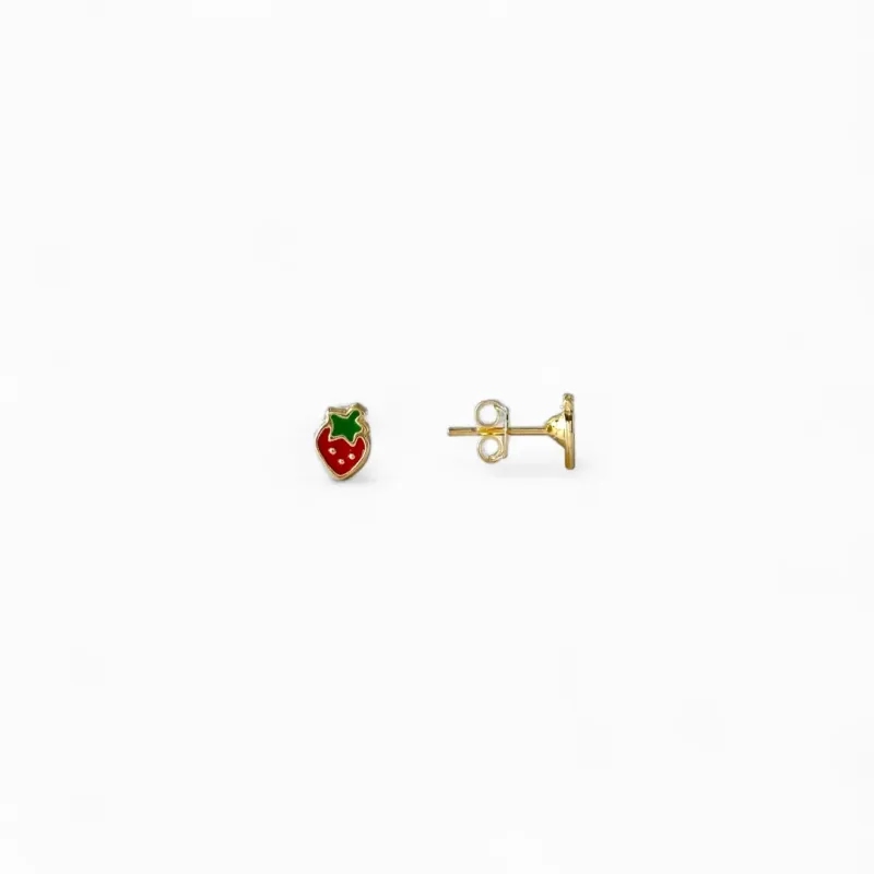 Brinco Infantil Banhado a Ouro 18K Morango