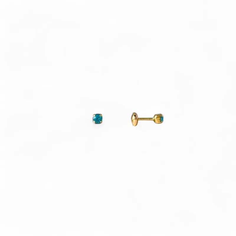 Brinco Infantil Banhado a Ouro 18k Zircônia Azul