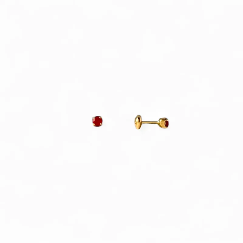 Brinco Infantil Banhado a Ouro 18k Zircônia Vermelho