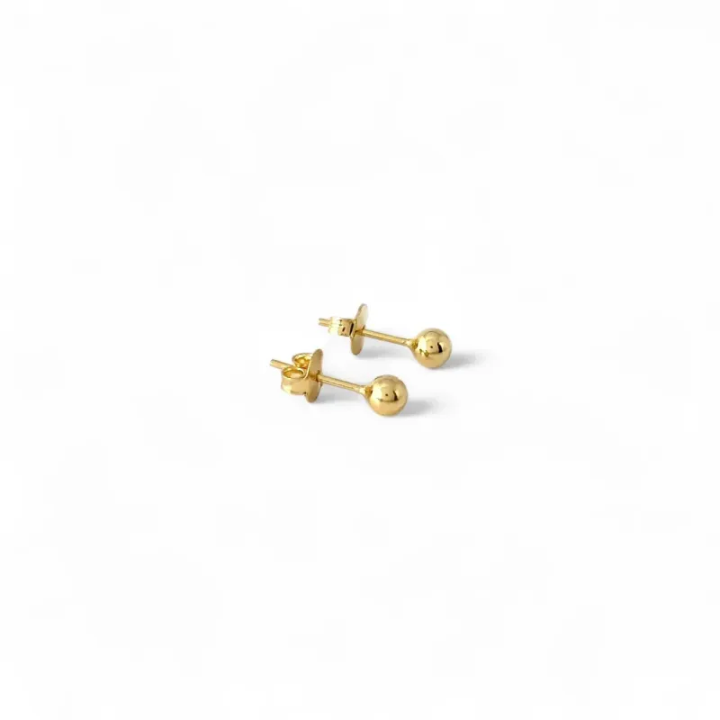 Brinco Infantil Bola Lisa  Banhado a Ouro 18K