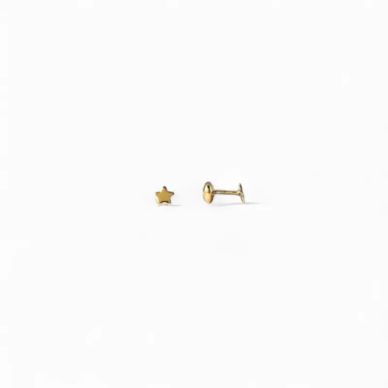 Brinco Infantil Estrela Banhado a Ouro 18k Liso