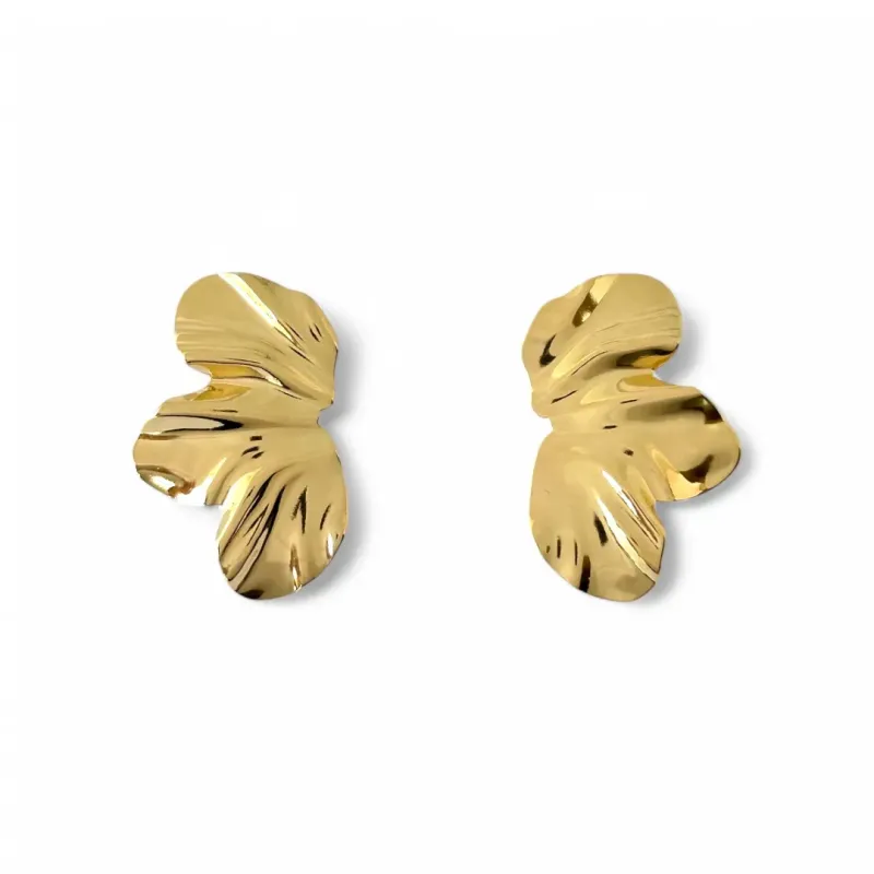 Brinco Meia Flor Trabalhada Banhado a Ouro 18k