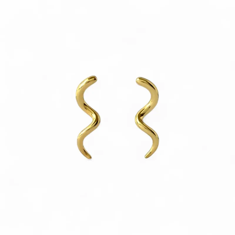Brinco Orgânico Espiral Banhado a Ouro 18k Liso
