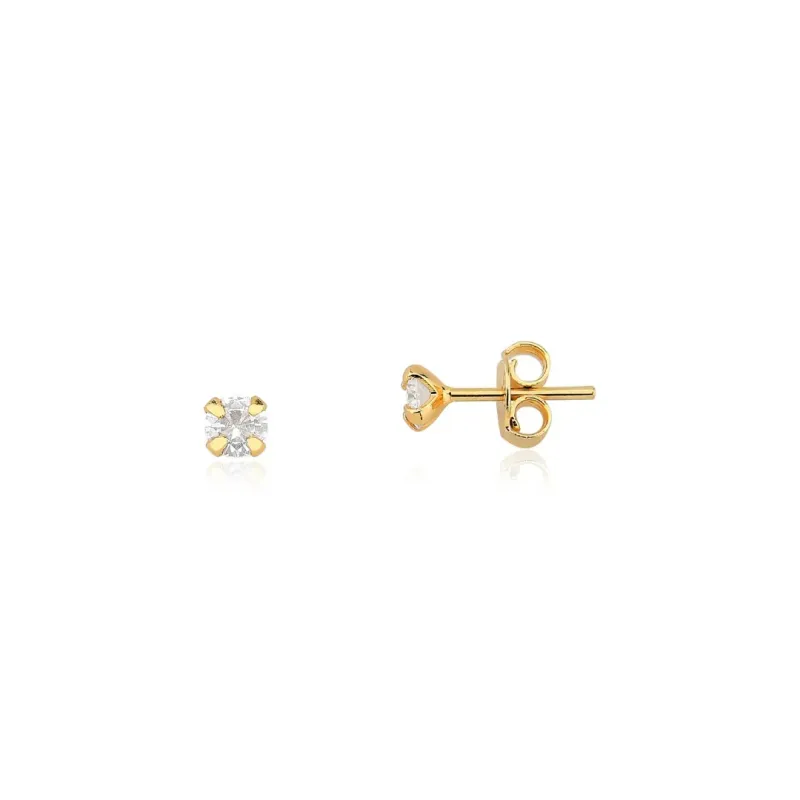 Brinco Ponto de Luz Banhado a Ouro 18K Zircônia - 4mm