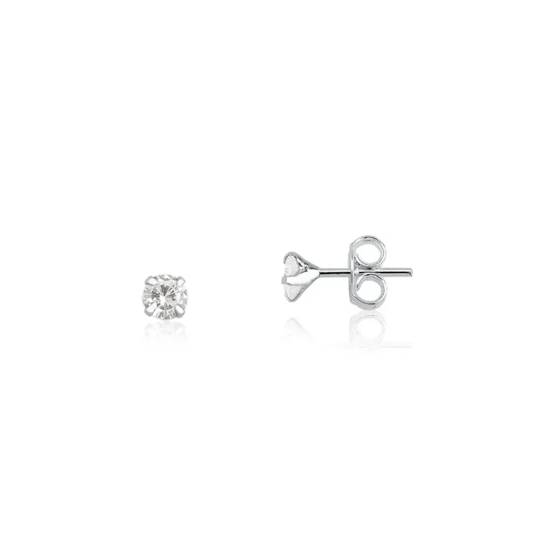 Brinco Ponto de Luz  Prata 925 Zircônia- 4mm