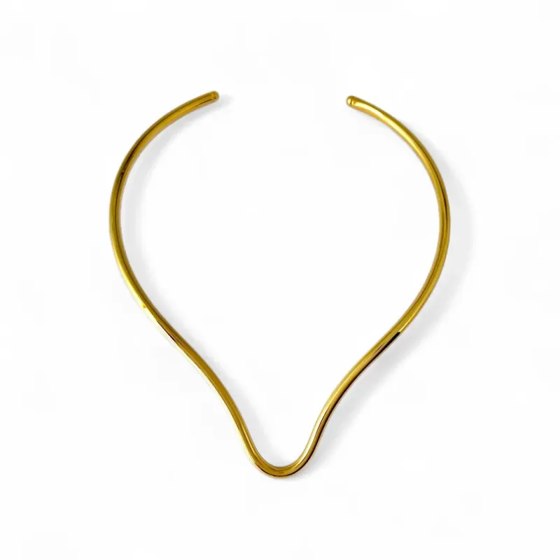 Colar Choker Aro Orgânica Banhado a Ouro 18k