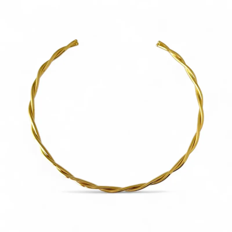 Colar Choker Aro Trançado Banhado a ouro 18k 2 Fios