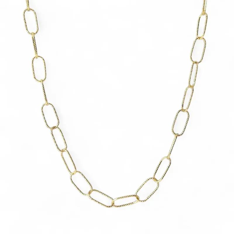 Colar Choker Elos Trabalhados Pontilhados Banhado a Ouro 18k
