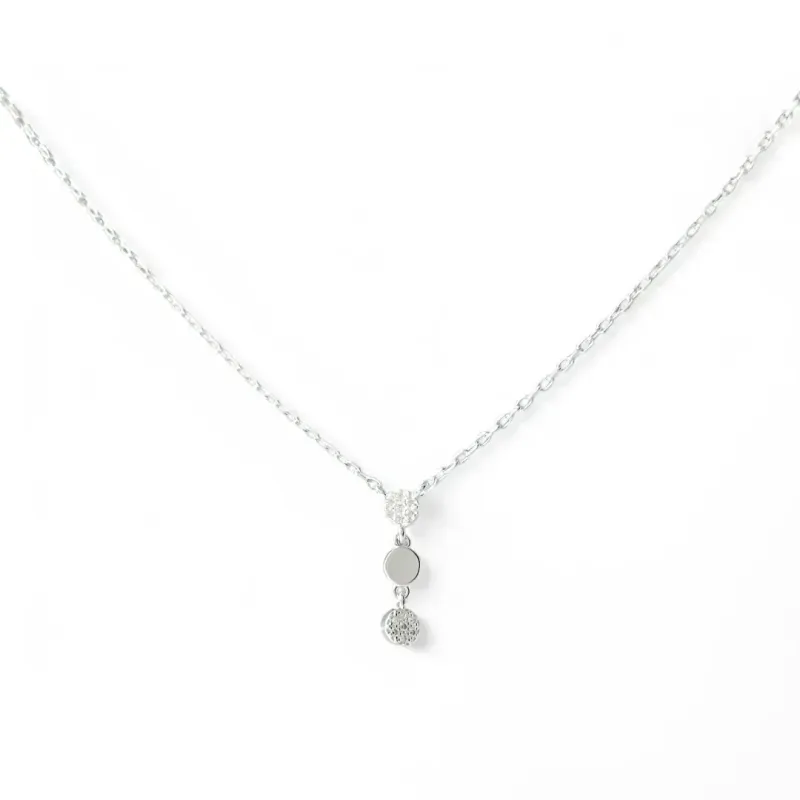 Colar Círculos Prata 925 3 Círculos Liso/Zircônias