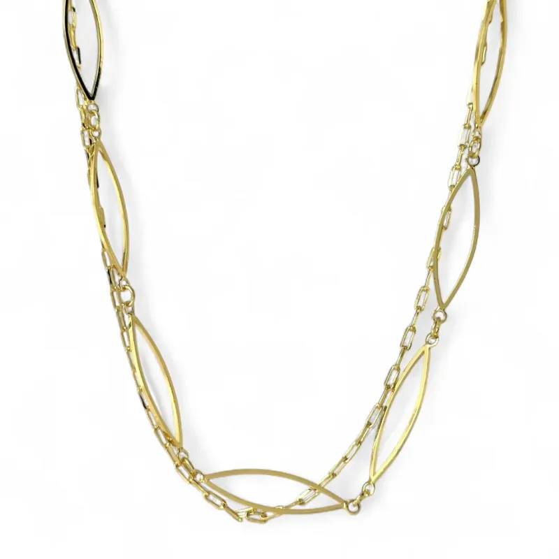 Colar Duplo Elo Cartier e Elo Losango Banhado a Ouro 18k