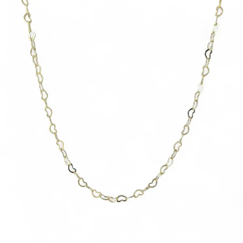 Colar Elo Coração Banhado a Ouro 18k - 40cm