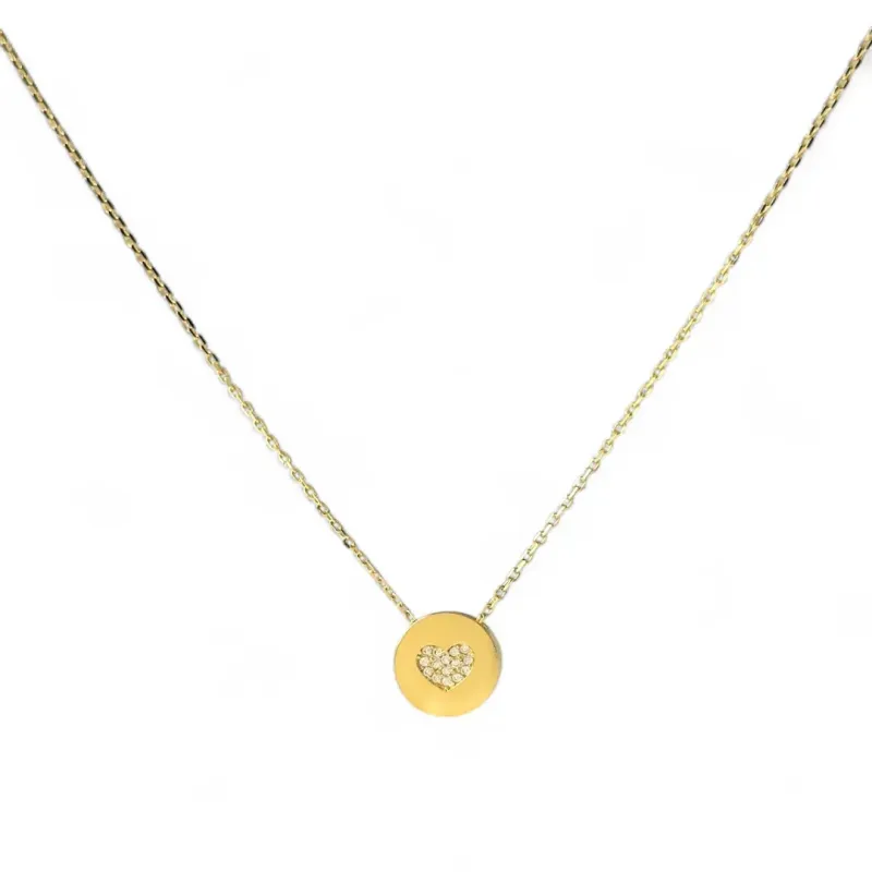 Colar Medalha Coração Banhado a Ouro 18k com Zircônias
