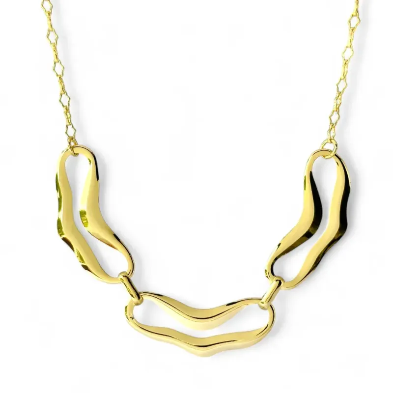Colar Orgânico Banhado a Ouro 18k 3 Elos Grandes