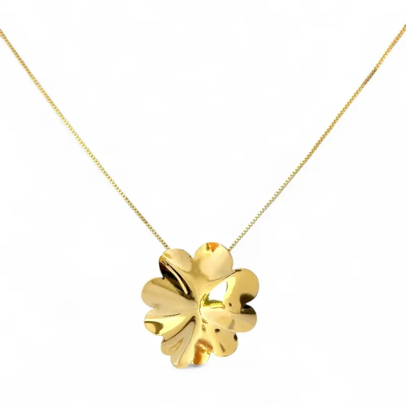 Colar Orgânico Flor Banhada a Ouro 18k Lisa