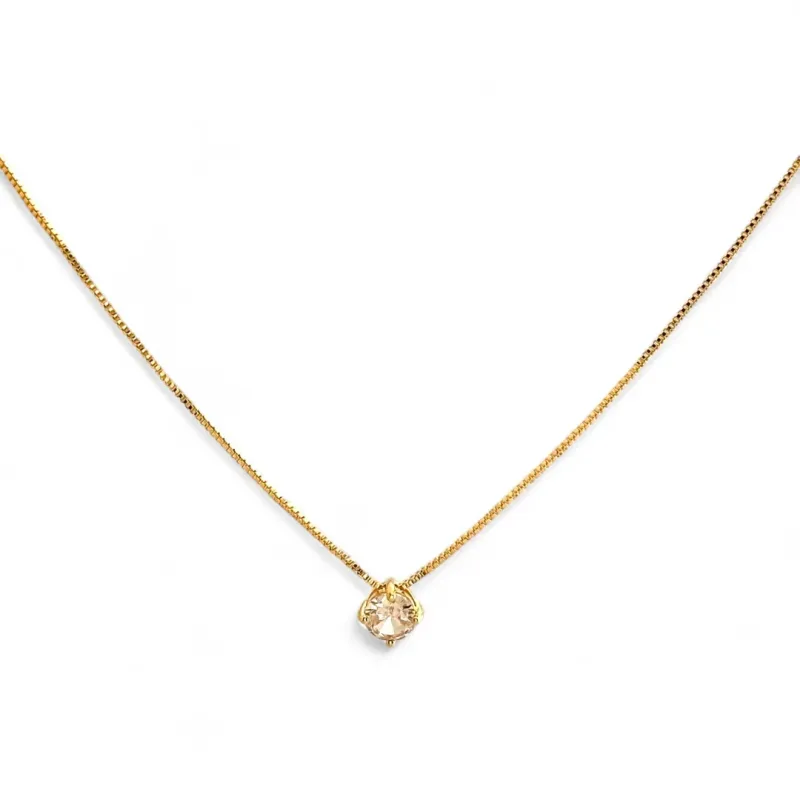 Colar Ponto de Luz Banhado a Ouro 18k com Zircônia - 6mm