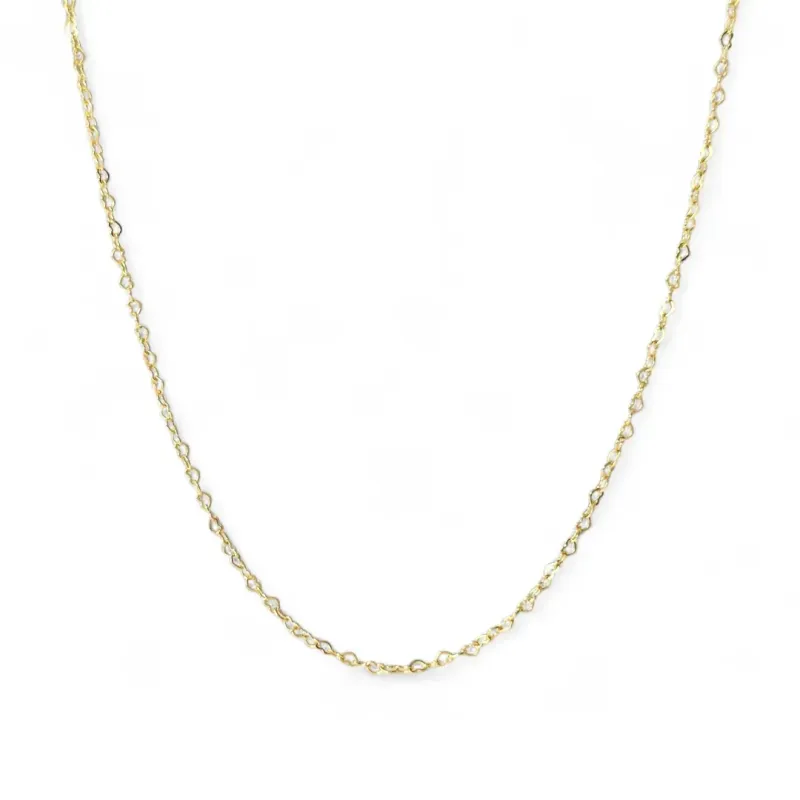 Colar Corrente Elo Coração Banhada a Ouro 18k Fina - 40cm