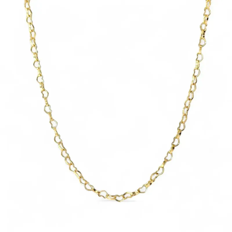 Colar Corrente Elo de Coração Banhada a Ouro 18k - 40cm